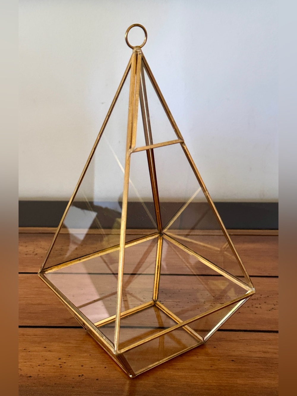 Geometric Glass Brass 9" Hanging Plant Terrarium Planter